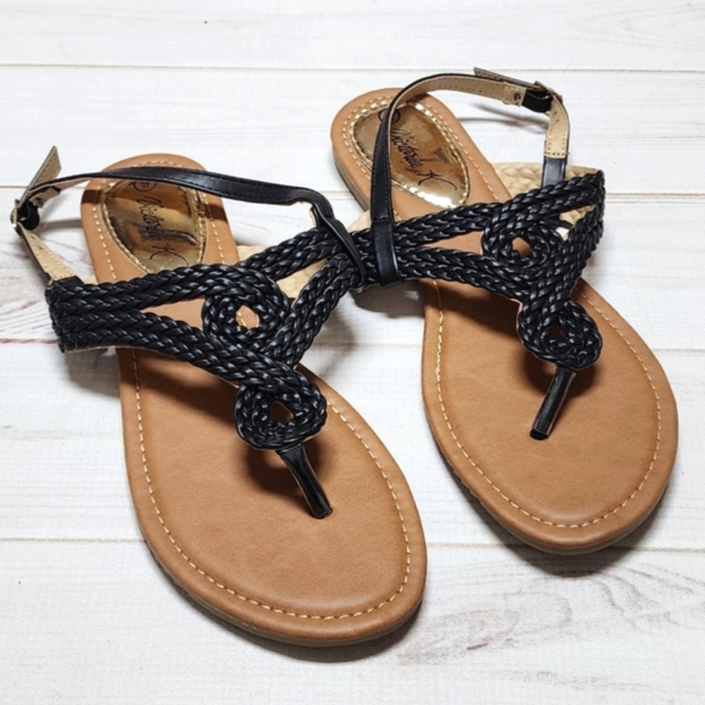 New Victoria K Women's Braided Design Black Sandals Size 9